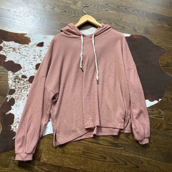 Pink Waffle Knit Pullover Sweater Top - Picture 6 of 6